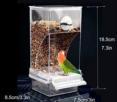 Automatic Bird Feeder,No Mess Bird Feeder,Bird Cage Feeder Bird Cage Accessories for Parakeet Canary Cockatiel Finch (Transparent)