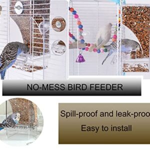 Automatic Bird Feeder,No Mess Bird Feeder,Bird Cage Feeder Bird Cage Accessories for Parakeet Canary Cockatiel Finch (Transparent)