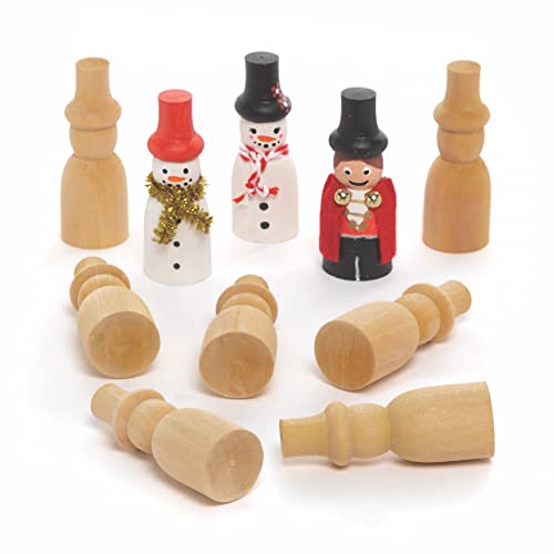 Baker Ross FC224 Mini Wooden Snowmen - Pack of 8, Mini Wood Shapes, Wooden Crafts to Make and Decorate, Make Your Own Christmas Decorations