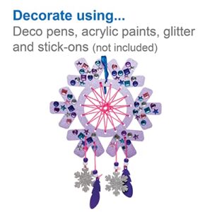 Baker Ross FE894 Snowflake Wooden Dream Catcher Craft Kits - Pack of 4, Make Your Own Wood Dream Catcher Kit, Christmas Art, and Craft for Kids to Make and Decorate