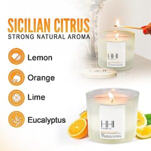 Sicilian Citrus Scented Candle by HHI Candles | A Blend of Fresh Orange, Lemon, & Eucalyptus| 1 Wick Soy Scented Candles for Home| Luxury Soy Candle Gifts for Women (8 Ounces)