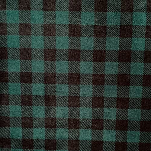 Buffalo Plaid Green Anti-Pill No-Sew Throw Fleece Fabric Kit (50x60)