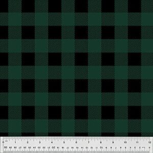 Buffalo Plaid Green Anti-Pill No-Sew Throw Fleece Fabric Kit (50x60)