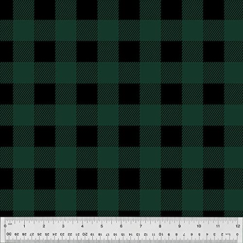 Buffalo Plaid Green Anti-Pill No-Sew Throw Fleece Fabric Kit (50x60)