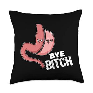 fun gastric sleeve surgery medical quotes gastric sleeve bye bitch bariatric surgery throw pillow, 18x18, multicolor