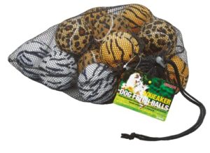 unique sports dog fetch squeaker balls animal prints 18 pack