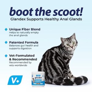 Glandex Feline Anal Gland Fiber Supplement Powder for Cats with Digestive Enzyme, Probiotics and Pumpkin, Vet Recommended for Healthy Bowels - Tuna Flavored 4.0 oz, Scoop Included
