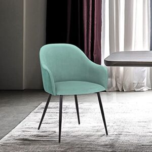 armen living pixie fabric dining room chair with black metal legs, 18" seat height, teal