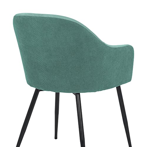 Armen Living Pixie Fabric Dining Room Chair with Black Metal Legs, 18" Seat Height, Teal