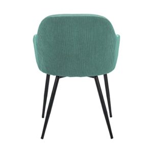 Armen Living Pixie Fabric Dining Room Chair with Black Metal Legs, 18" Seat Height, Teal