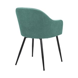 Armen Living Pixie Fabric Dining Room Chair with Black Metal Legs, 18" Seat Height, Teal