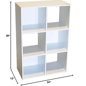 Proman Products 6 Cube Storage Organizer Bookcase, 36" H x 24" W x 12" D, White