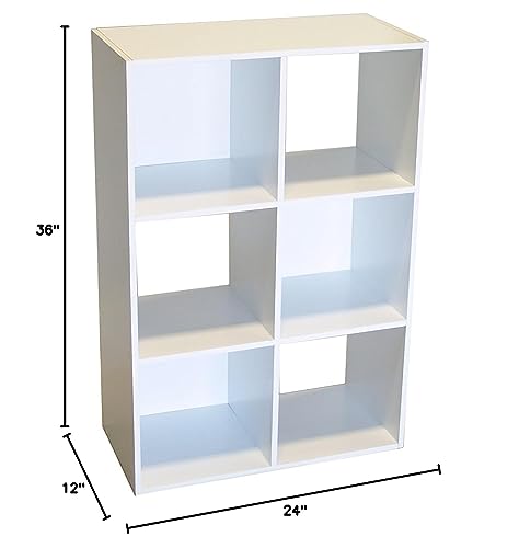 Proman Products 6 Cube Storage Organizer Bookcase, 36" H x 24" W x 12" D, White