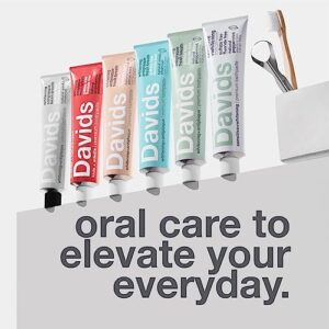 Davids Nano Hydroxyapatite Natural Toothpaste for Remineralizing Enamel, Sensitive Relief & Teeth Whitening - Antiplaque, Fluoride Free, SLS Free, Peppermint, 5.25oz, Made in USA