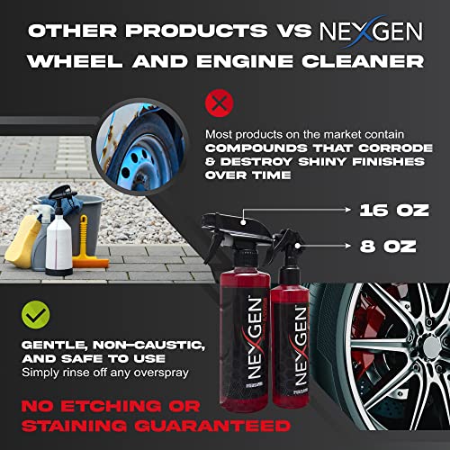 Nexgen Wheel and Engine Cleaner — Wheel and Tire Cleaner, Rim Cleaner, Wheel Cleaner Spray — Remove Brake Dust and Road Grime from Wheels and Engine — 8 oz Bottle