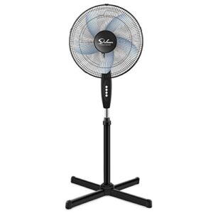 simple deluxe oscillating 16″ 3 adjustable speed pedestal stand fan for indoor, bedroom, living room, home office & college dorm use, black, 1 pack, style 1