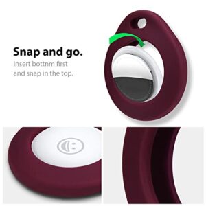 AIRSPO Compatible with Airpods Pro Case and AirTag Case Cover with Keychain Silicone Protective Skin Cover with Keychain（Burgundy）