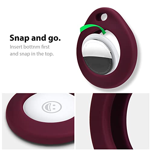 AIRSPO Compatible with Airpods Pro Case and AirTag Case Cover with Keychain Silicone Protective Skin Cover with Keychain（Burgundy）