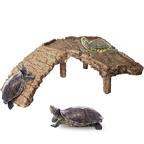 Fhiny Turtle Basking Platform, Tortoise Floating Dock Reptiles Habitat Climbing Ramp Fish Tank Turtle Resting Platform Aquarium Landscaping Decor for Small Reptile Frog Newts Terrapin