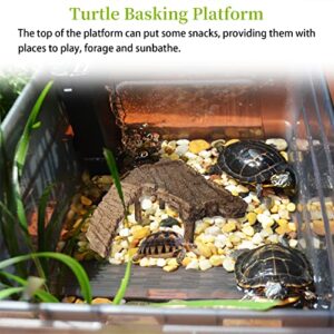 Fhiny Turtle Basking Platform, Tortoise Floating Dock Reptiles Habitat Climbing Ramp Fish Tank Turtle Resting Platform Aquarium Landscaping Decor for Small Reptile Frog Newts Terrapin