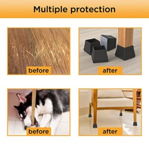 16 PCS Square Chair Leg Floor Protector, Silicone Chair Leg Cover, Furniture Leg Protectors with Felt, Mobile Table Leg pad, Protect The Floor from Scratches.1 1/2 in Black.