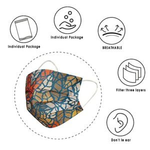 50 Pack Flower Summer Print Individually Wrapped Adult Disposable Face Masks,3-Ply Non-woven Breathable Face Masks with Designs, for Mouth and Nose Protection Dust