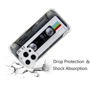 FAteamll Case for iPhone 13 Pro Max, Matte Finish Heavy Duty Soft Back Cover with Reinforced Corners TPU Soft Bumper Retro Cassette Tape Case Compatible with iPhone 13 Pro Max(6.7 Inch)