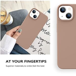 GUAGUA Compatible with iPhone 13 Case 6.1 Inch Liquid Silicone Soft Gel Rubber Slim Thin Microfiber Lining Cushion Texture Cover Shockproof Protective Phone Case for iPhone 13 Khaki