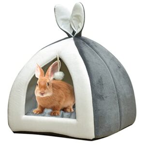 fhiny rabbit bed cave cozy guinea pig hideout cute bunny bed large house winter nest dwarf rabbit cage accessories for chinchilla ferret hedgehog or other small animals