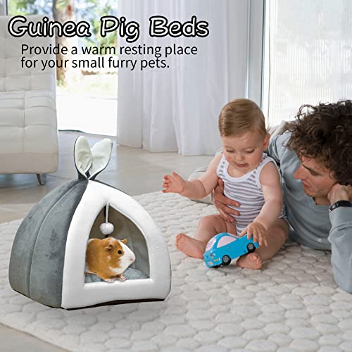 Fhiny Rabbit Bed Cave Cozy Guinea Pig Hideout Cute Bunny Bed Large House Winter Nest Dwarf Rabbit Cage Accessories for Chinchilla Ferret Hedgehog or Other Small Animals