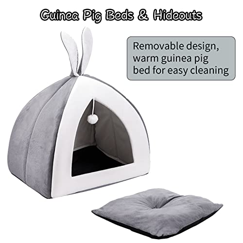 Fhiny Rabbit Bed Cave Cozy Guinea Pig Hideout Cute Bunny Bed Large House Winter Nest Dwarf Rabbit Cage Accessories for Chinchilla Ferret Hedgehog or Other Small Animals