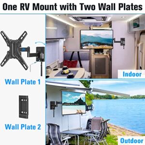 Mounting Dream UL Listed Lockable RV TV Mount for Most 13-43 inch TV, RV Mount for Camper Trailer Motor Home, Full Motion TV Wall Mount Quick Release with Dual Wall Plates, VESA 200mm, 22 lbs, MD2212