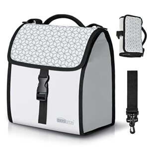 homespon insulated lunch bags for women/men - leakproof lunch cooler tote bag with adjustable shoulder strap - foldable lunch box for adults, office work, picnic, beach (light grey)