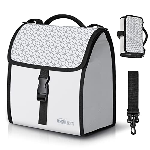 HOMESPON Insulated Lunch Bags for Women/Men - Leakproof Lunch Cooler Tote Bag with Adjustable Shoulder Strap - Foldable Lunch Box for Adults, Office Work, Picnic, Beach (Light Grey)