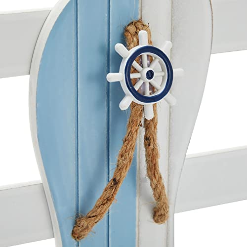 Okuna Outpost Nautical Hooks with Shelf, Decorative Beach Slippers, Wall Hanging Decor with 3 Hooks (13 x 3 x 11 Inches)