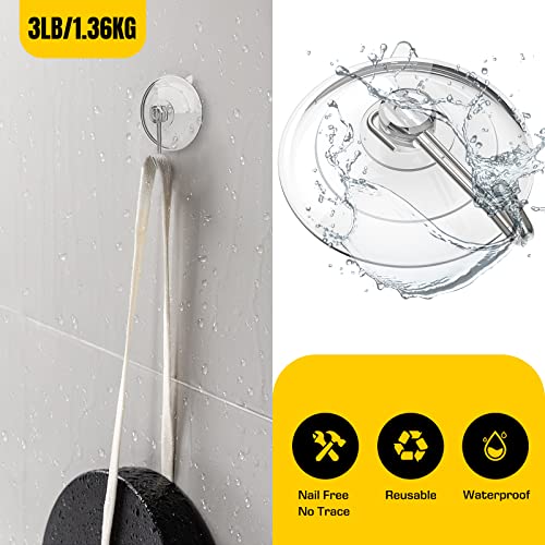 HangerSpace Suction Cup Hooks, Upgrade 1.77 Inches Clear PVC Window Suction Cups with Metal Hooks Removable Small Suction Cups for Glass Kitchen Bathroom Shower Wall Door - 12 Packs