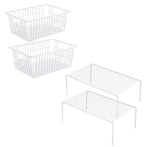 ipegtop set of 2 freezer cabinet shelf rack & wire storage freezer baskets