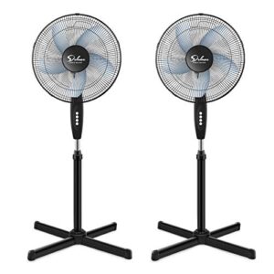 simple deluxe oscillating 16″ 3 adjustable speed pedestal stand fan for indoor, bedroom, living room, home office & college dorm use,black