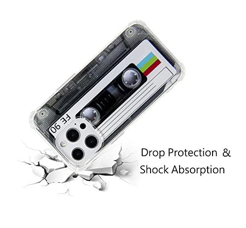 FAteamll Case for iPhone 13 Pro, Matte Finish Heavy Duty Soft Back Cover with Reinforced Corners TPU Soft Bumper Retro Cassette Tape Case Compatible with iPhone 13 Pro(6.1 Inch)