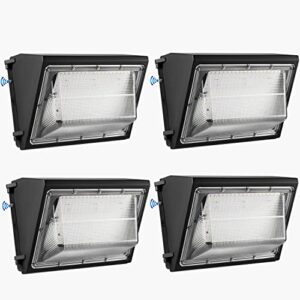 4pack dusk to dawn 100w led wall pack light fixture, 13000lm 400-600w hps/hid equivalent, 5000k daylight commerical/industrial outdoor security lighting, etl for parking lot,warehouse,entrance