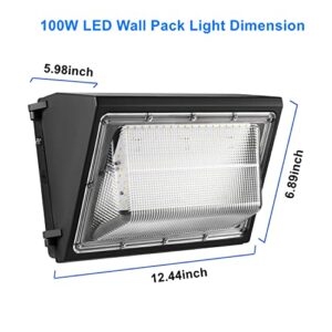 4PACK Dusk to Dawn 100W LED Wall Pack Light Fixture, 13000LM 400-600W HPS/HID Equivalent, 5000K Daylight Commerical/Industrial Outdoor Security lighting, ETL for Parking Lot,Warehouse,Entrance