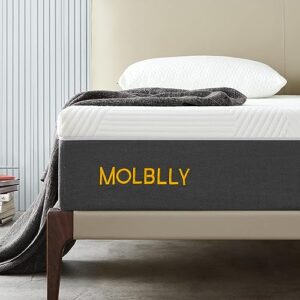 molblly 10 inches full size mattress for back pain relief, gel memory foam mattress in a box, fiberglass free, medium firm, 10-year support, premium full bed