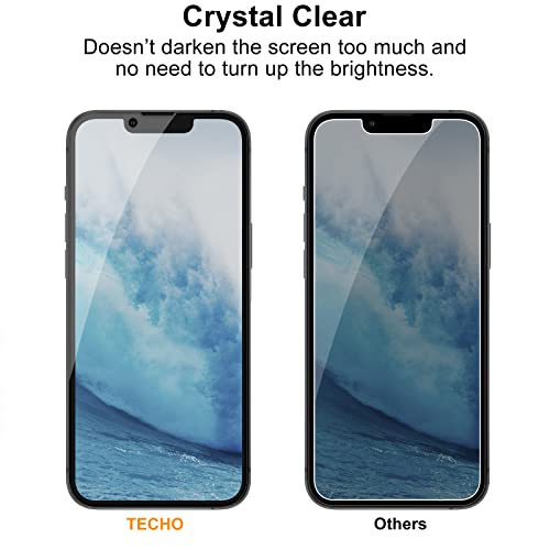 TECHO Privacy Screen Protector Compatible with iPhone 14 Plus/iPhone 13 Pro Max Tempered Glass Film (Edge to Edge Full Coverage) (Anti Spy) (Case Friendly) (2 PACK) (6.7 inch)