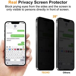 TECHO Privacy Screen Protector Compatible with iPhone 14 Plus/iPhone 13 Pro Max Tempered Glass Film (Edge to Edge Full Coverage) (Anti Spy) (Case Friendly) (2 PACK) (6.7 inch)