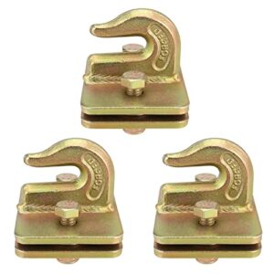jeuihau 3 pack 3/8 inch bolt-on grab hook, grade 70 forged steel bolt-on loader chain tow hooks with backer plate for loader, tractor bucket, rv, utv, truck, max 6,600 lbs, gold
