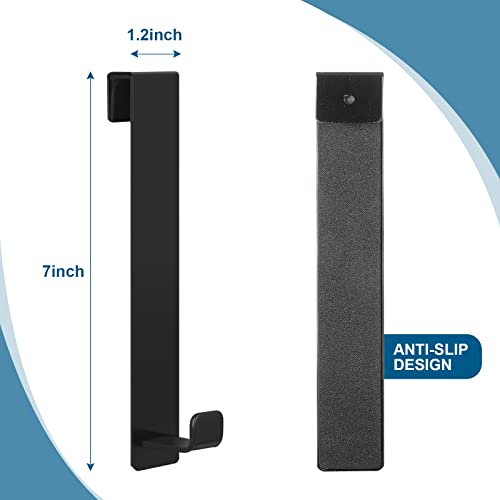 Towel Hooks 4 Pack Stainless Steel Bathroom Towel Holder Square Black Wall Hook Over Shower Door Towel Rack Wall Mounted Matte Black Hooks Heavy Duty Door Hanger for Frameless Glass Shower Door