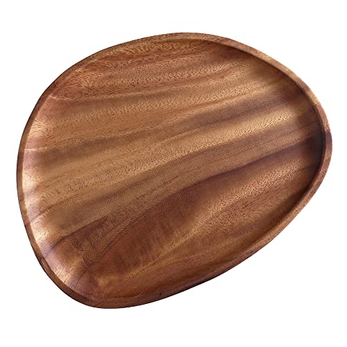 Top Plaza Walnut Wood Serving Tray Plates for Snacks Bread Fruit Wood Storage Irregular Wooden Platters Dinner Dish Wood Art Decors for Kitchen Counter Living Room Party Housewarming Gifts #2