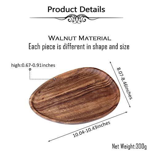 Top Plaza Walnut Wood Serving Tray Plates for Snacks Bread Fruit Wood Storage Irregular Wooden Platters Dinner Dish Wood Art Decors for Kitchen Counter Living Room Party Housewarming Gifts #2