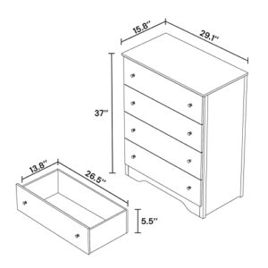 Artist Unknown 4 Drawer Dresser for Bedroom Chest of Drawers with Wooden Top Tall Storage Cabinet Nightstand for Living Room, Entryway, Children Room (Black)