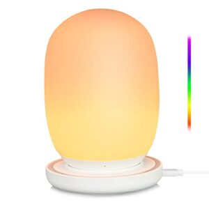 amexi touch lamp, night light portable table sensor control bedside lamps with quick usb charging port, 3 level dimmable warm white light & 13 color changing rgb (color-3)